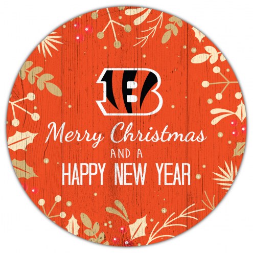 Cincinnati Bengals 12&quot; Merry Christmas & Happy New Year Sign