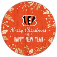 Cincinnati Bengals 12" Merry Christmas & Happy New Year Sign
