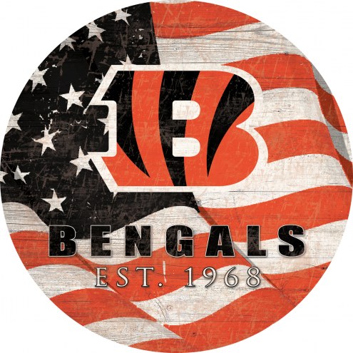 Cincinnati Bengals 12&quot; Team Color Flag Circle Sign