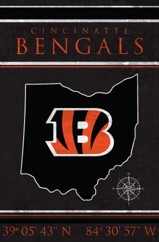 Cincinnati Bengals 17&quot; x 26&quot; Coordinates Sign