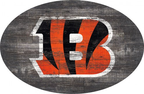 Cincinnati Bengals 46&quot; Distressed Wood Oval Sign