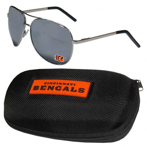Cincinnati Bengals Aviator Sunglasses and Zippered Carrying Case