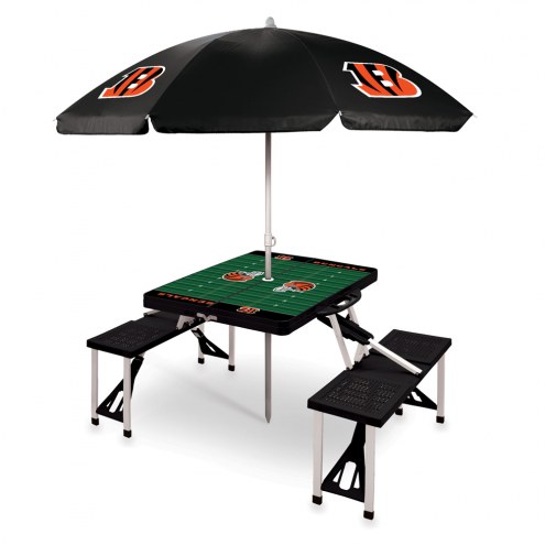 Cincinnati Bengals Black Picnic Table w/Umbrella