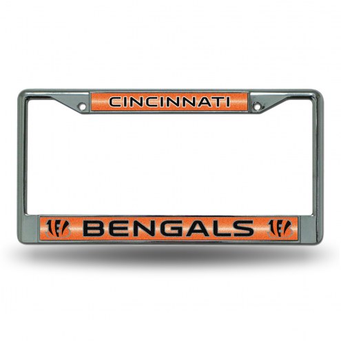 Cincinnati Bengals Chrome Glitter License Plate Frame