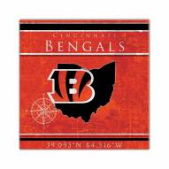 Cincinnati Bengals Coordinates 10" x 10" Sign