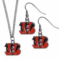 Cincinnati Bengals Dangle Earrings & Chain Necklace Set