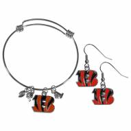 Cincinnati Bengals Dangle Earrings & Charm Bangle Bracelet Set