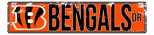 Cincinnati Bengals Distressed Metal Street Sign