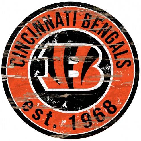 Cincinnati Bengals Distressed Round Sign