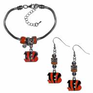 Cincinnati Bengals Euro Bead Earrings & Bracelet Set