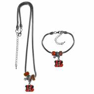 Cincinnati Bengals Euro Bead Necklace & Bracelet Set