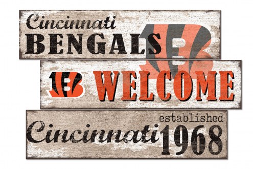Cincinnati Bengals Welcome 3 Plank Sign