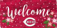 Cincinnati Reds 6" x 12" Floral Welcome Sign