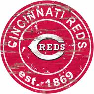 Cincinnati Reds Distressed Round Sign