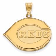 Cincinnati Reds MLB Sterling Silver Gold Plated Large Pendant