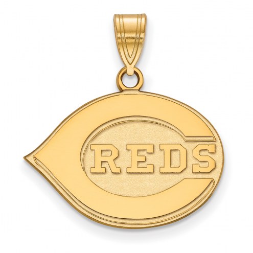 Cincinnati Reds MLB Sterling Silver Gold Plated Medium Pendant