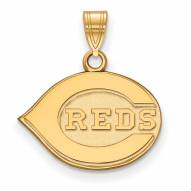 Cincinnati Reds MLB Sterling Silver Gold Plated Small Pendant