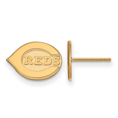 Cincinnati Reds Sterling Silver Gold Plated Extra Small Post Earrings