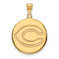 Cincinnati Reds Sterling Silver Gold Plated Large Disc Pendant