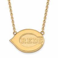 Cincinnati Reds Sterling Silver Gold Plated Large Pendant Necklace
