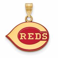 Cincinnati Reds Sterling Silver Gold Plated Small Enameled Pendant