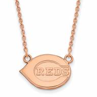 Cincinnati Reds Sterling Silver Rose Gold Plated Small Pendant Necklace