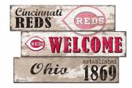 Cincinnati Reds Welcome 3 Plank Sign