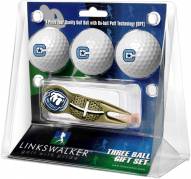 Citadel Bulldogs Gold Crosshair Divot Tool & 3 Golf Ball Gift Pack