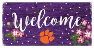 Clemson Tigers 6" x 12" Floral Welcome Sign