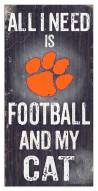 Clemson Tigers 6" x 12" Football & My Cat Sign