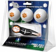 Clemson Tigers Black Crosshair Divot Tool & 3 Golf Ball Gift Pack