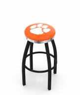 Clemson Tigers Black Swivel Barstool with Chrome Accent Ring
