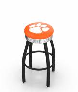 Clemson Tigers Black Swivel Barstool with Chrome Ribbed Ring