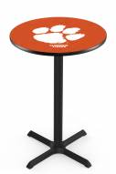 Clemson Tigers Black Wrinkle Bar Table with Cross Base