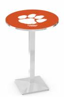 Clemson Tigers Chrome Bar Table with Square Base