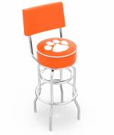 Clemson Tigers Chrome Double Ring Swivel Barstool with Back