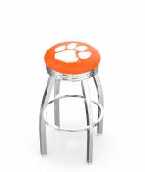 Clemson Tigers Chrome Swivel Barstool with Ribbed Accent Ring