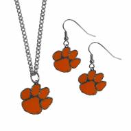 Clemson Tigers Dangle Earrings & Chain Necklace Set