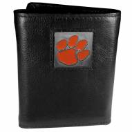 Clemson Tigers Deluxe Leather Tri-fold Wallet in Gift Box