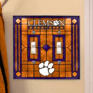Clemson Tigers Glass Double Switch Plate Cover