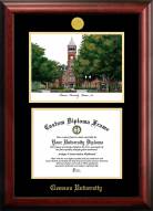 Clemson Tigers Gold Embossed Diploma Frame with Campus Images Lithograph