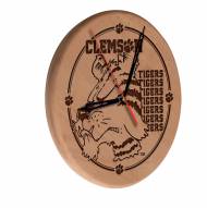 Clemson Tigers Laser Engraved Wood Clock