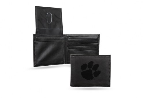 Clemson Tigers Laser Engraved Black Billfold Wallet