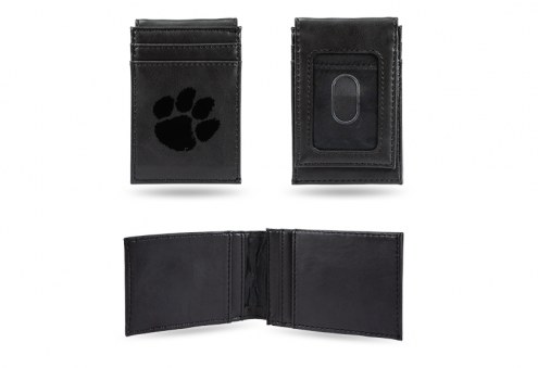 Clemson Tigers Laser Engraved Black Front Pocket Wallet