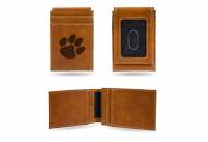 Clemson Tigers Laser Engraved Brown Front Pocket Wallet