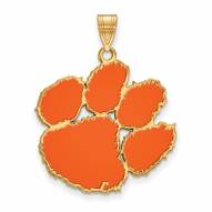Clemson Tigers Sterling Silver Gold Plated Extra Large Pendant