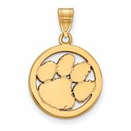Clemson Tigers Sterling Silver Gold Plated Medium Pendant