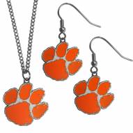 Clemson Tigers Dangle Earrings & Chain Necklace Set