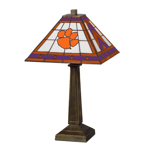 Clemson Tigers Stained Glass Mission Table Lamp