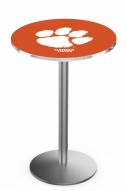 Clemson Tigers Stainless Steel Bar Table with Round Base